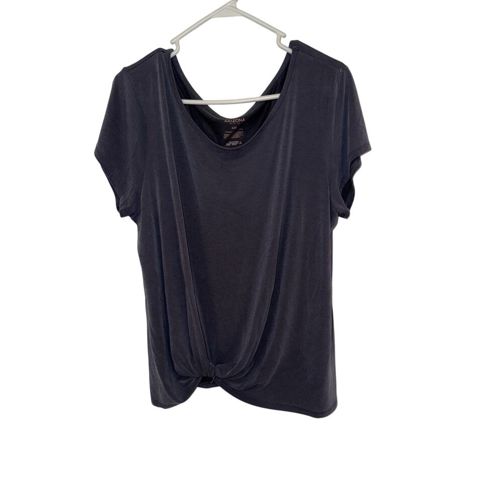 Arizona dark gray twist knot short sleeve crew neck tee shirt top. XXL